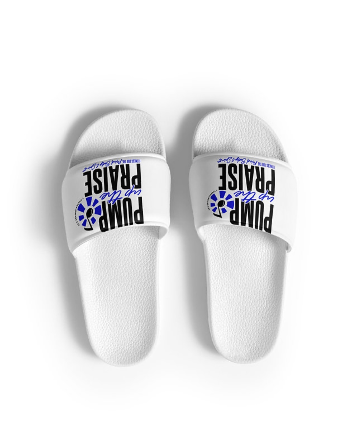 White Pump Up The Praise slide sandals